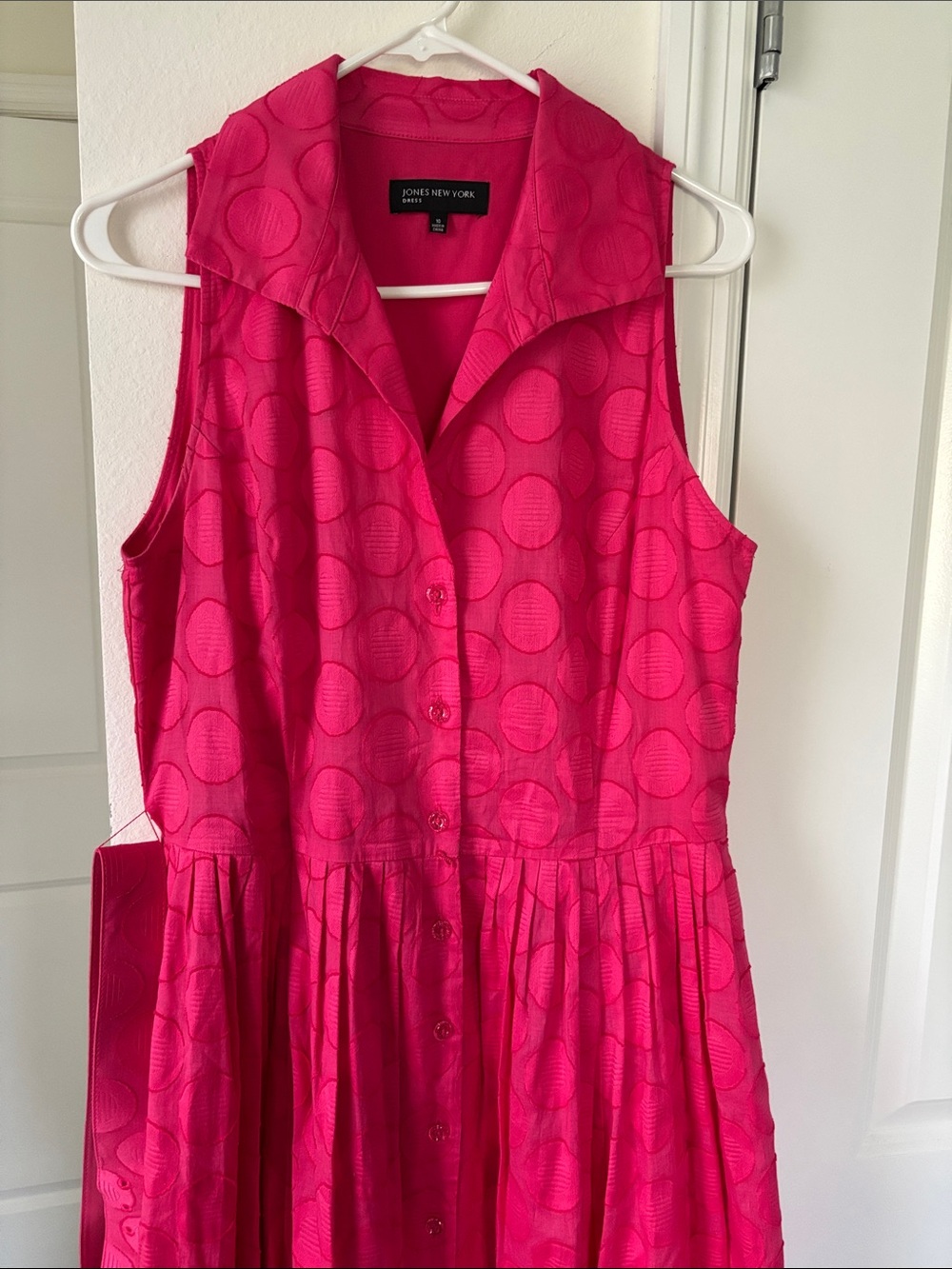 Jones New York Hot Pink Sleeveless Button-Front Dress